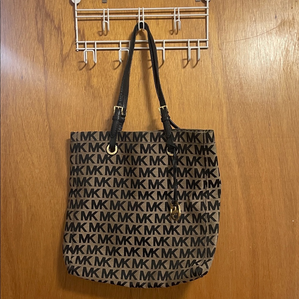 Michael Kors Brown and Black MK Signature Tote